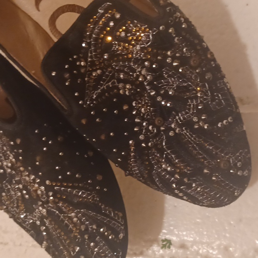 Sam Edelman black Crystal Sparkle suede studded loafers Sparkle Party Shoe - Picture 6 of 9